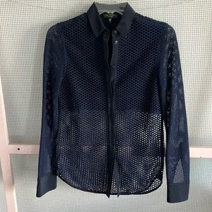 Rag and bone open mesh navy top xxs